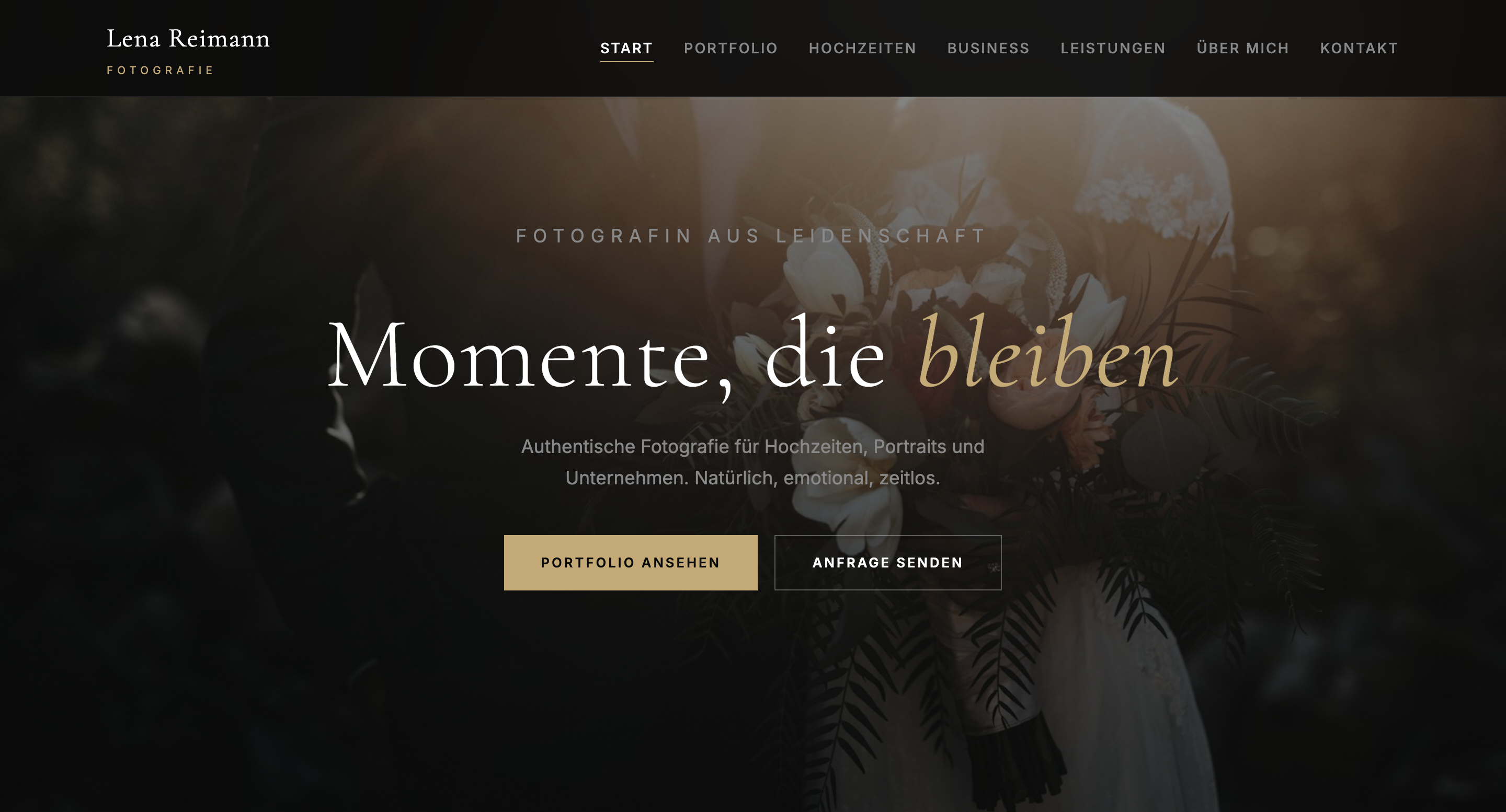 Standard Webseite Beispiel: Lena Reimann Fotografie Portfolio — professionelles Webdesign